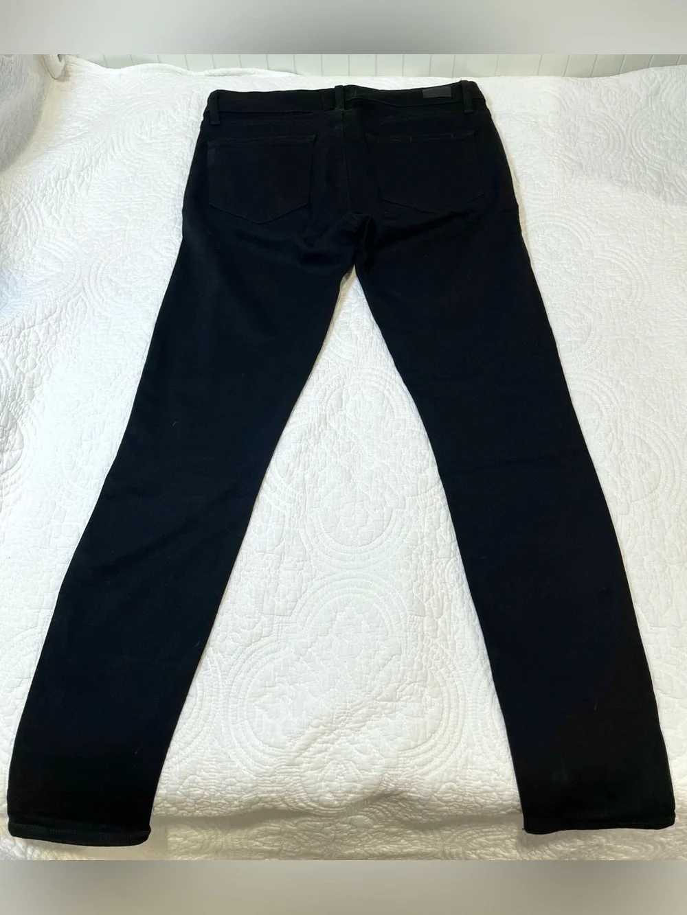 💥3/$50 PAIGE Edgemont Black Ultra Skinny Jeans with Moto Zipper Details | EUC